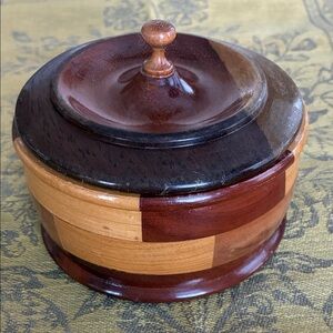 Segmented Wood Lidded Container/ Trinket Box